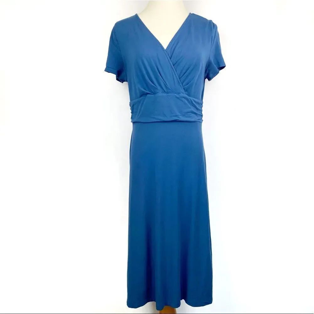 ☀️TALBOTS Blue Faux Wrap Fit & Flare A-Line Dress